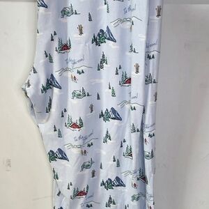 Holiday Time Light Blue Scenic Print Men's Shirt